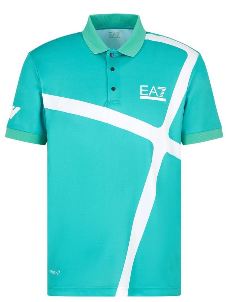 Мужское теннисное поло EA7 Man Jersey Polo Shirt - зеленый