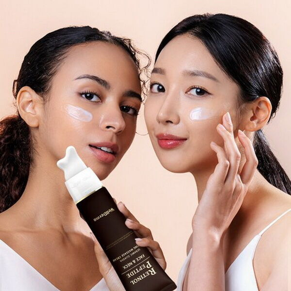 Омолаживающий пептидный крем с Гуаша на основе ретинола WellDerma Retinol Peptide Face&Neck Seramic Guasha Lifting Massage Cream, 80мл