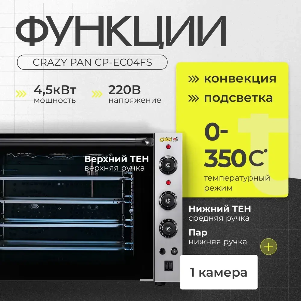 Печь конвекционная Crazy Pan CP-EC04FS