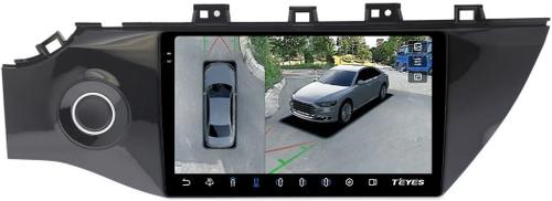 Магнитола для KIA Rio 4, Rio X-Line 2017-2020 (рамка 9 с кнопкой) - Teyes CC3-2K-360 на Android 10, Быстрая, 2K QLED, CarPlay, 4G SIM-слот, 4 камеры в комплекте