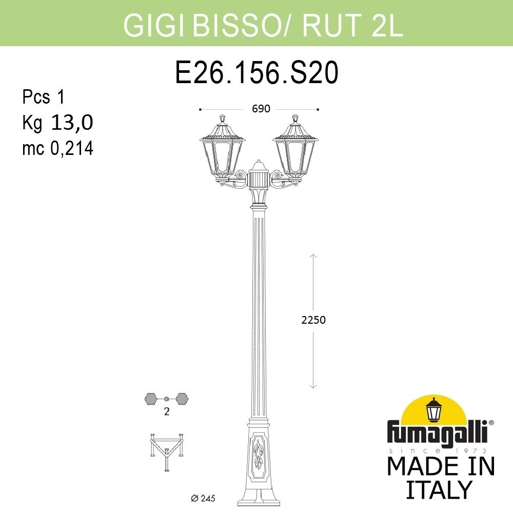 Ландшафтный светильник Fumagalli RUT E26.156.S20.VYF1R