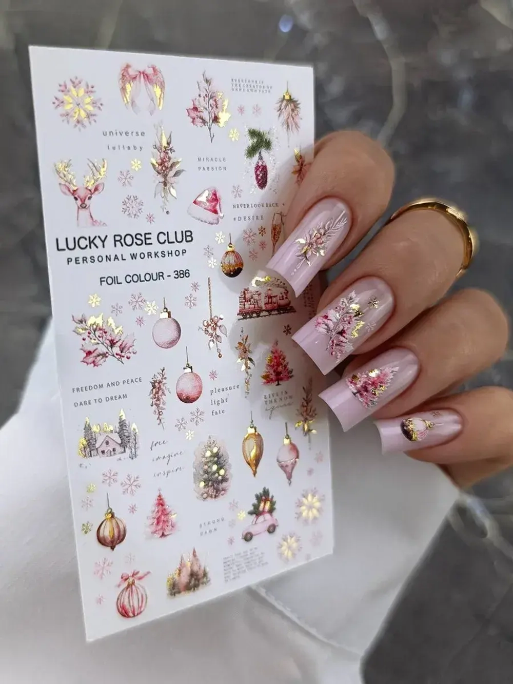 Lucky Rose Слайдеры наклейки для длинных ногтей 386