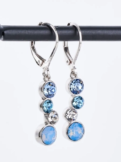 Серьги-подвески Эльза с голубыми кристаллами Swarovski