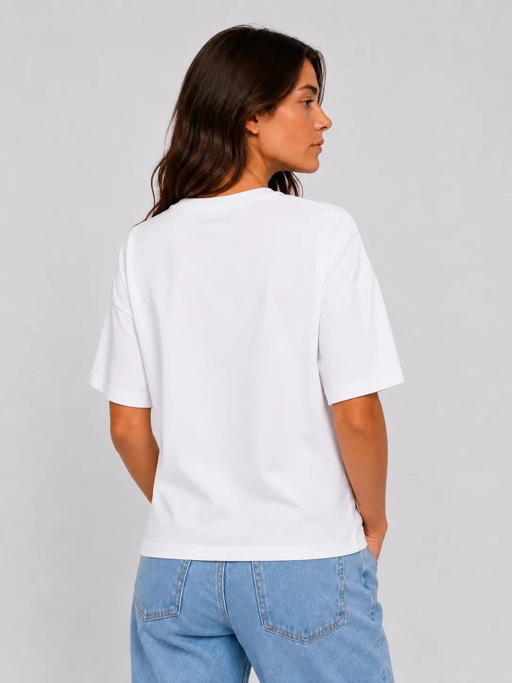 Футболка женская белая oversize  (54)