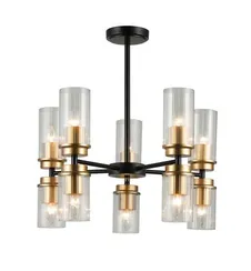 Люстра потолочная Rilon 74671/5+5 GOLD+BLACK, 10×40 Вт, золотая и чёрная