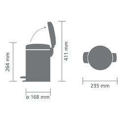 Мусорный бак с педалью newIcon 3л Brabantia Серый металлик