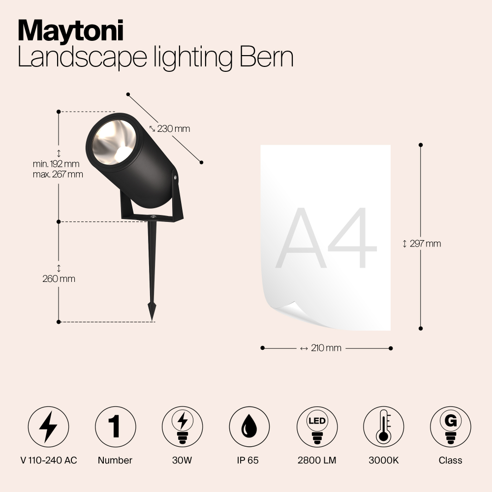 Грунтовый светодиодный светильник Maytoni Bern O050FL-L30GF3K