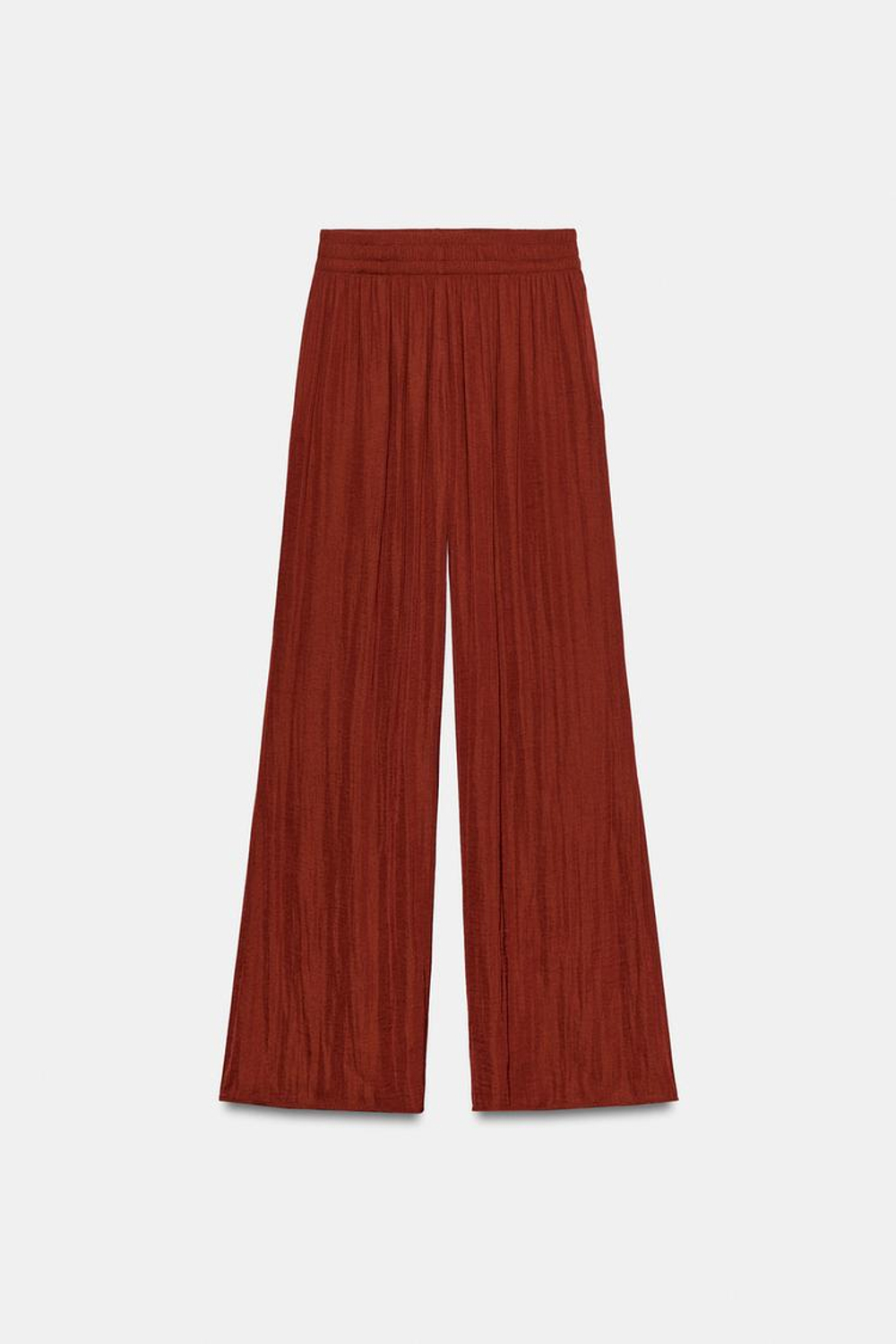 ZARA ШИРОКИЕ СТРУЯЩИЕСЯ БРЮКИ, ТЕРРАКОТОВЫЙ