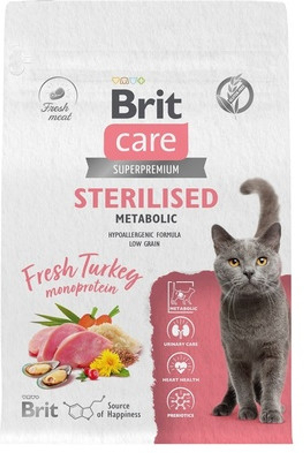 BRIT CARE, Сухой корм для стерилизованных кошек, Индейка, 1.5 кг.