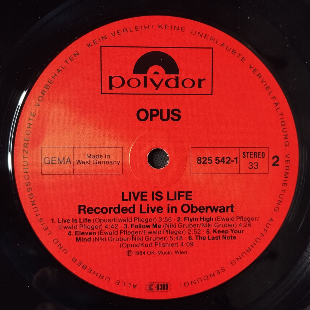 Винтажная виниловая пластинка LP Opus Live Is Life (Germany 1984)