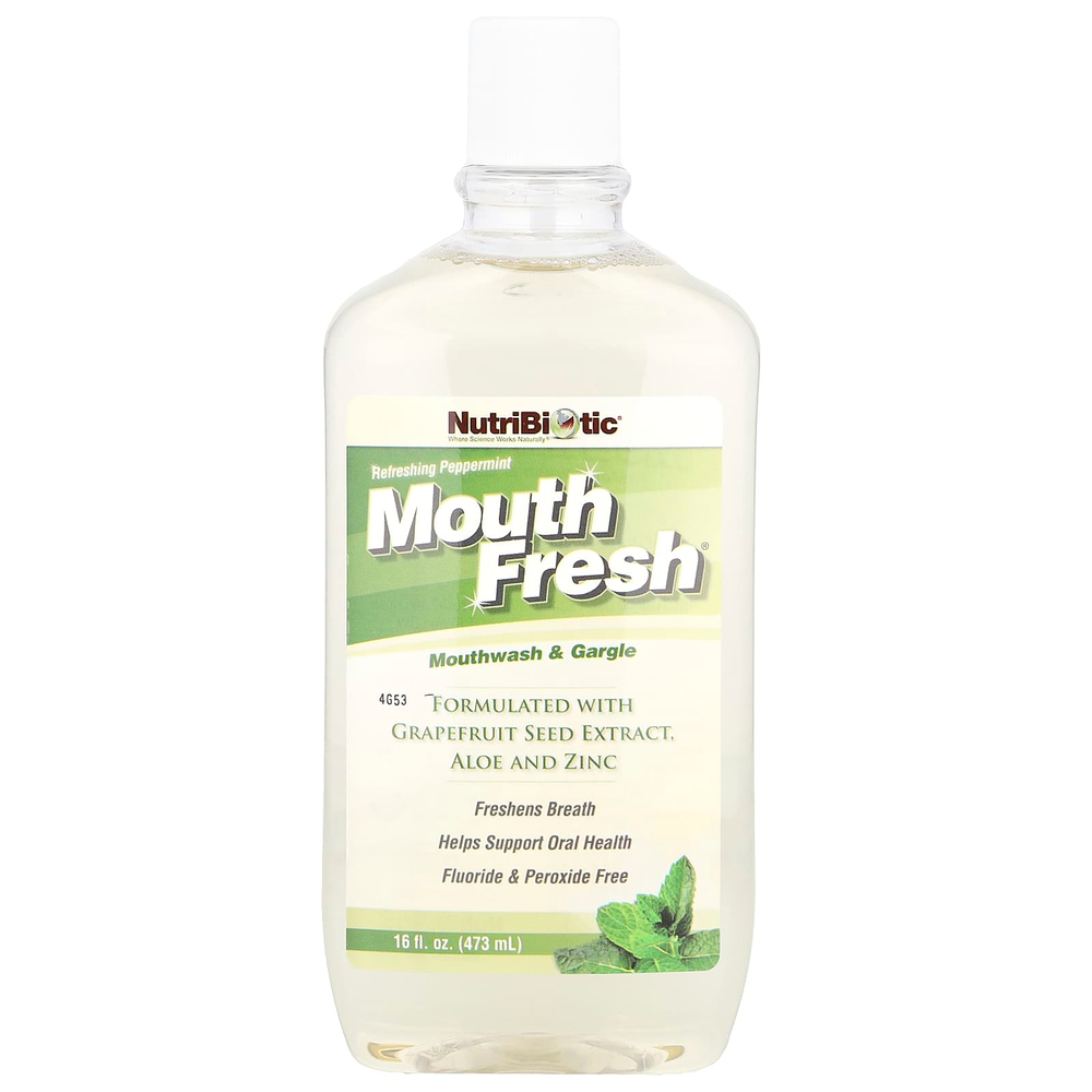 NutriBiotic, Mouth Fresh®, ополаскиватель для рта и полоскания, освежающая перечная мята, 473 мл (16 жидк. унций)