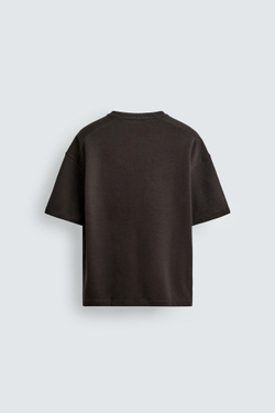 ZARA ТОЛСТОВКА RELAXED FIT ИЗ ИНТЕРЛОКА, КОРИЧНЕВЫЙ