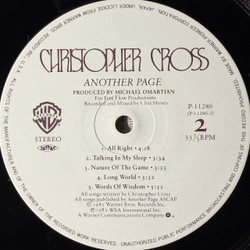 Виниловая пластинка Christopher Cross ‎– Another Page LP