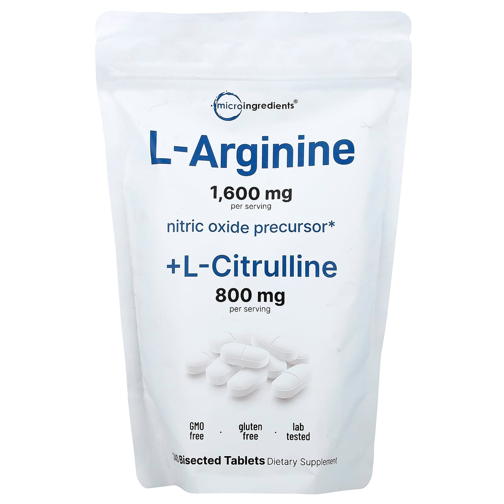 Micro Ingredients, L аргинин + L-цитруллин, 240 разделенных на части таблеток