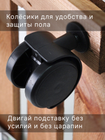 Подставка для цветов, 30х30х7, Флорэль, на колесиках, этажерка, напольное, на подоконник, полка, из массива дерева, коричневый, Dipriz