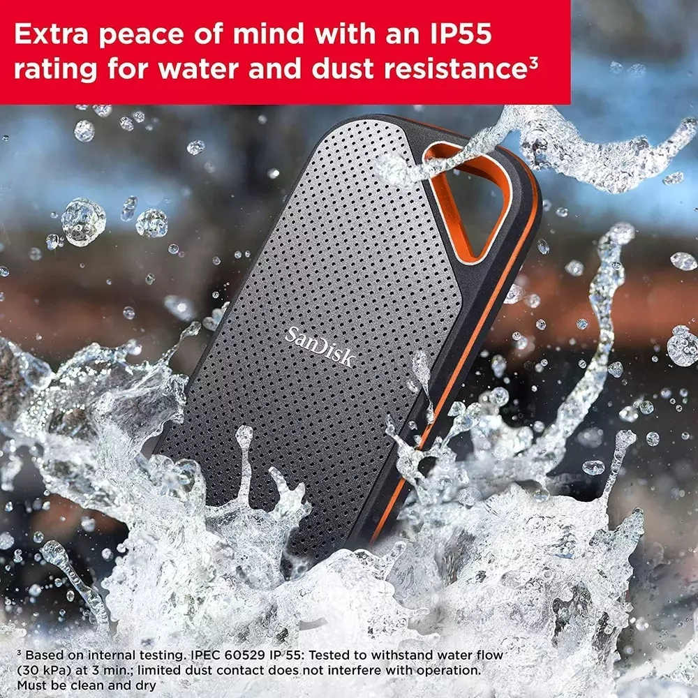 1 ТБ Внешний SSD SanDisk Extreme Portable V2, USB 3.2 Gen 2 Type-C, черный