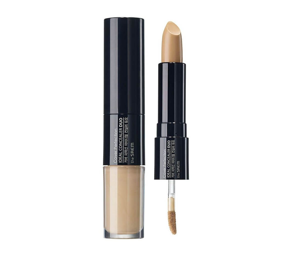 Двойной консилер для лица The Saem Cover Perfection Ideal Concealer Duo. Тон: 01 Clear Beige