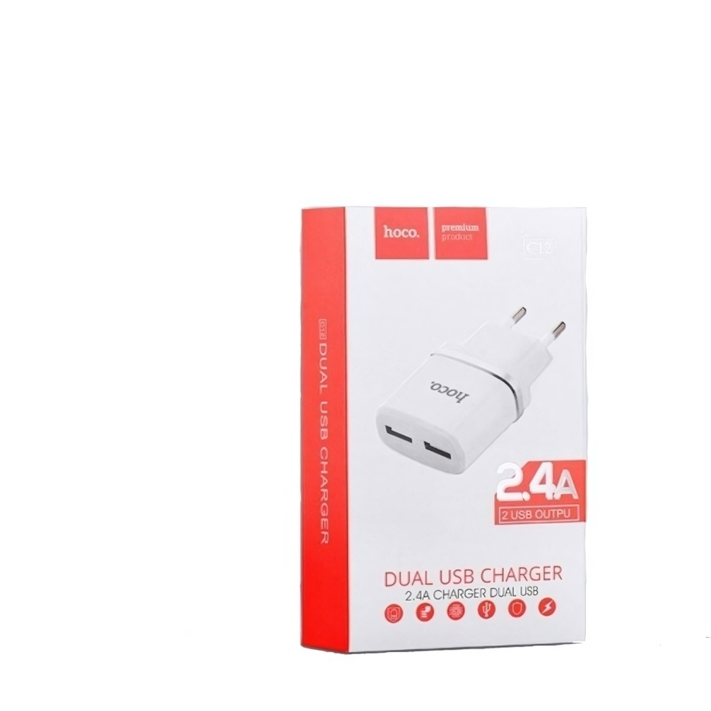 Зарядное устройство HOCO C12 2.4A 2xUSB White