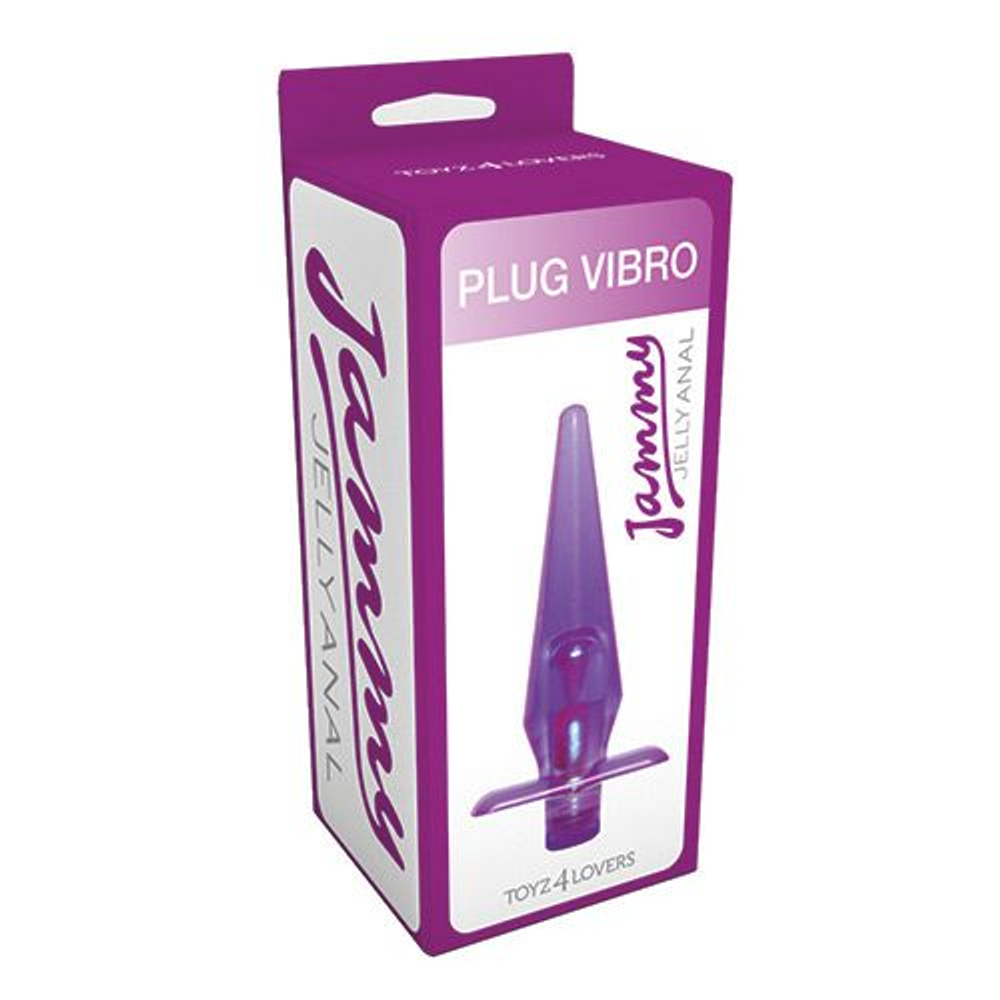 Фиолетовая анальная пробка с вибрацией JAMMY JELLY VIBRATING ANAL PLUG - 11,5 см. (Цвет: фиолетовый)