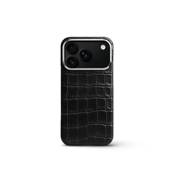 Чехол для iPhone 18 - Натуральная кожа аллигатора - Чёрный