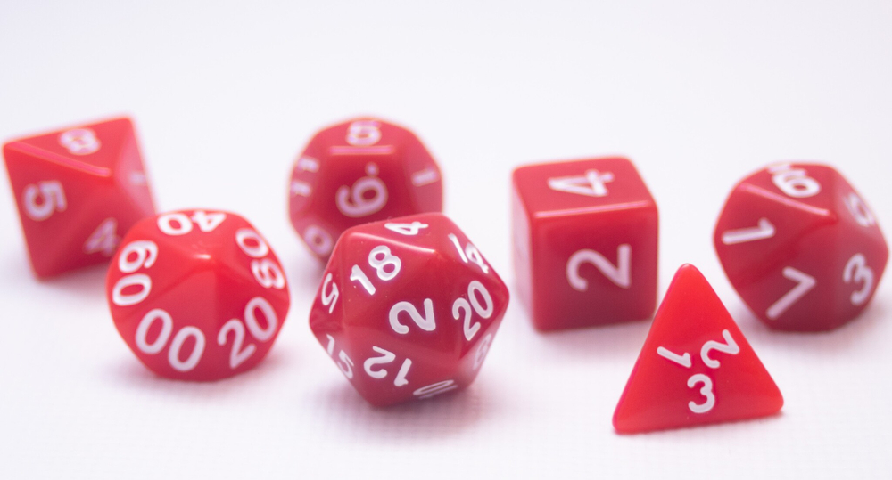 Одноцветный набор кубиков для D&D красный