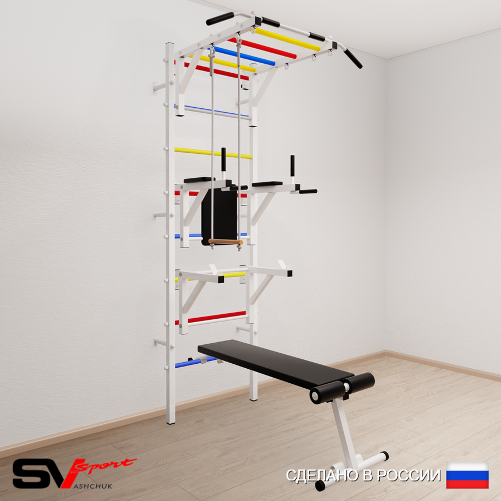 Шведская стенка Sv Sport усиленная 663 (Турник рукоход/Брусья/Стойка/Скамья/Трапеция)