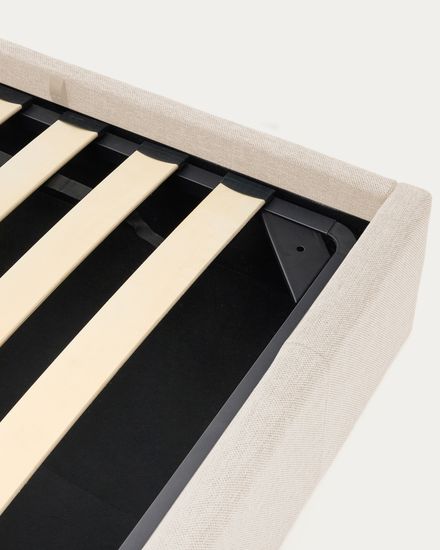 Кровать Nahiri La Forma бежевого цвета из шенилла с ящиком для хранения 150 x 200 см