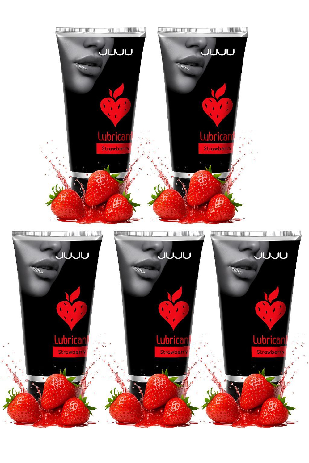 Сет съедобных лубрикантов JUJU Клубничка, 5х50ml 721JU