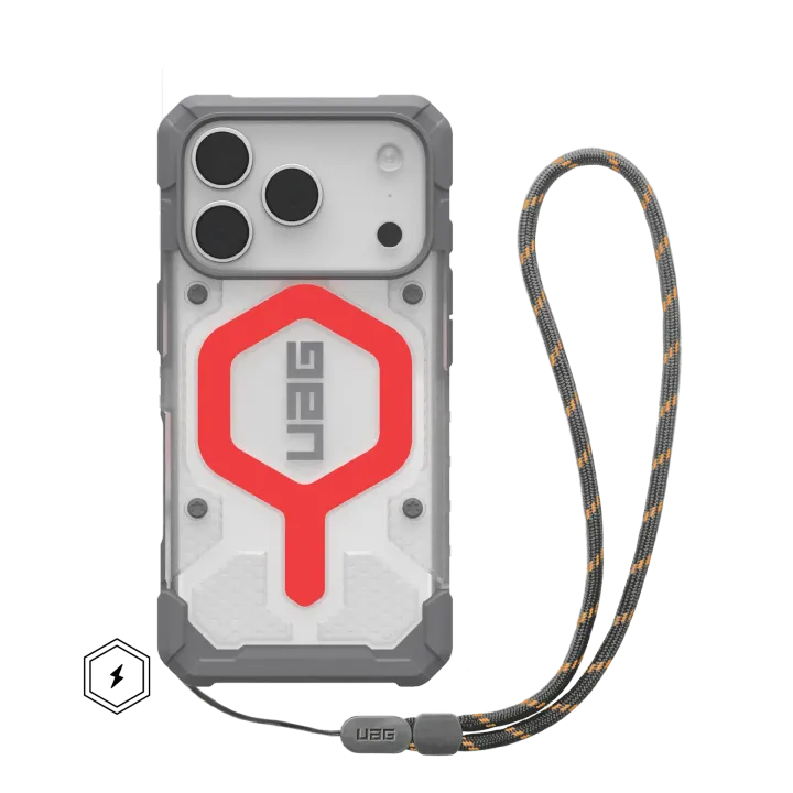 UAG Pathfinder Clear Lanyard with MagSafe Series Case for Apple iPhone 17 Pro Active Lava Case + Active Lava Lanyard (Серый)