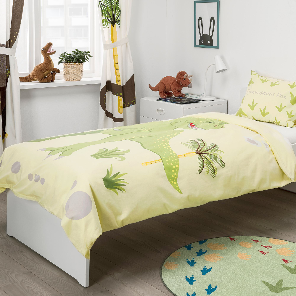 Комплект постельного белья IKEA JATTELIK (ЙЭТТЕЛИК), Детский, Желтый с рисунком, 150х200, 50х80 см