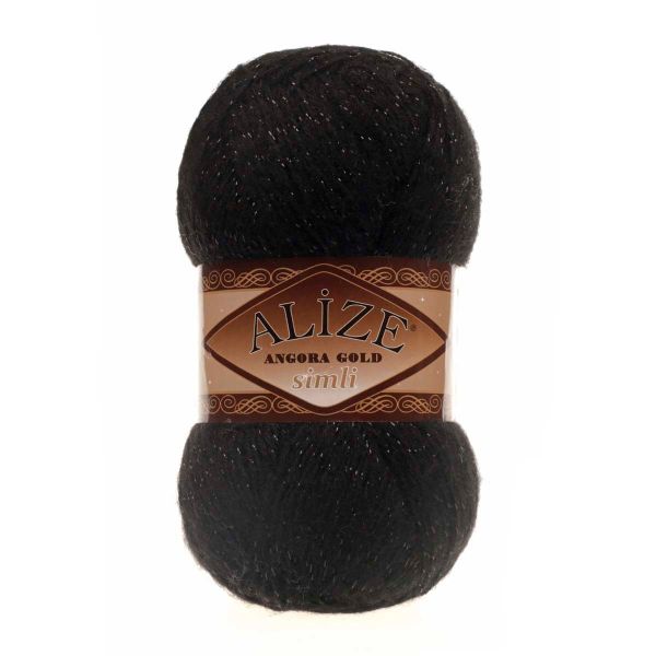 Пряжа Alize (Ализе) Angora Gold Simli / уп.5 мот. по 100 г, 500м, 060 черный A