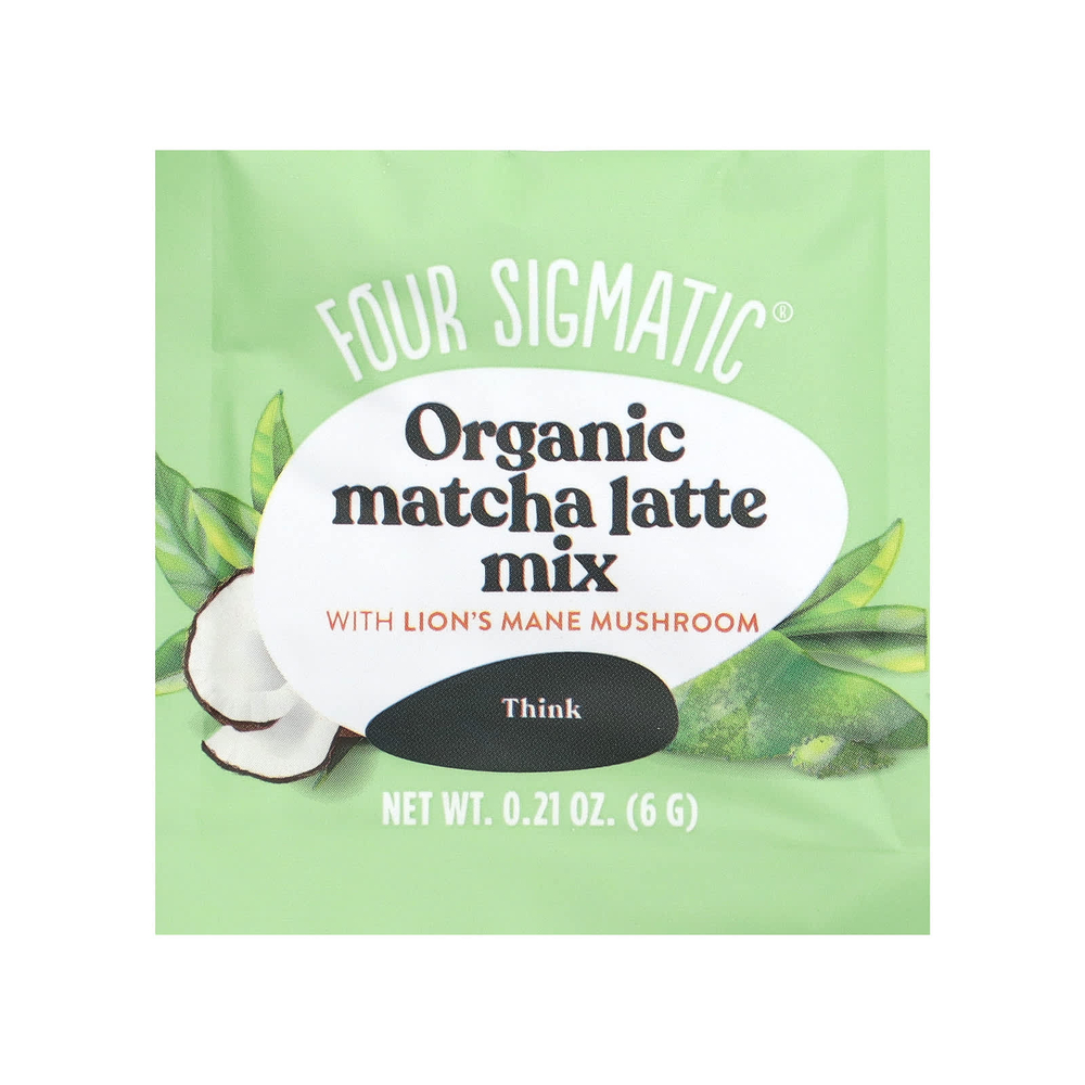 Four Sigmatic, Think, органическая смесь для латте матча с грибами ежовиком гребенчатым, 10 пакетиков по 6 г (0,21 унции)