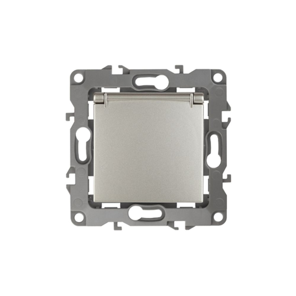 Розетка ЭРА Серия 12 12-2103-15 2P+E Schuko со шторками с крышкой 16A-250В IP20 перламутр | Эра 12