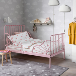 IKEA BARNDRÖM  (ИКЕА БАРНДРЁМ)  -  Пододеяльник и наволочка - узор сердце белый/розовый 150х200/50х60 см
