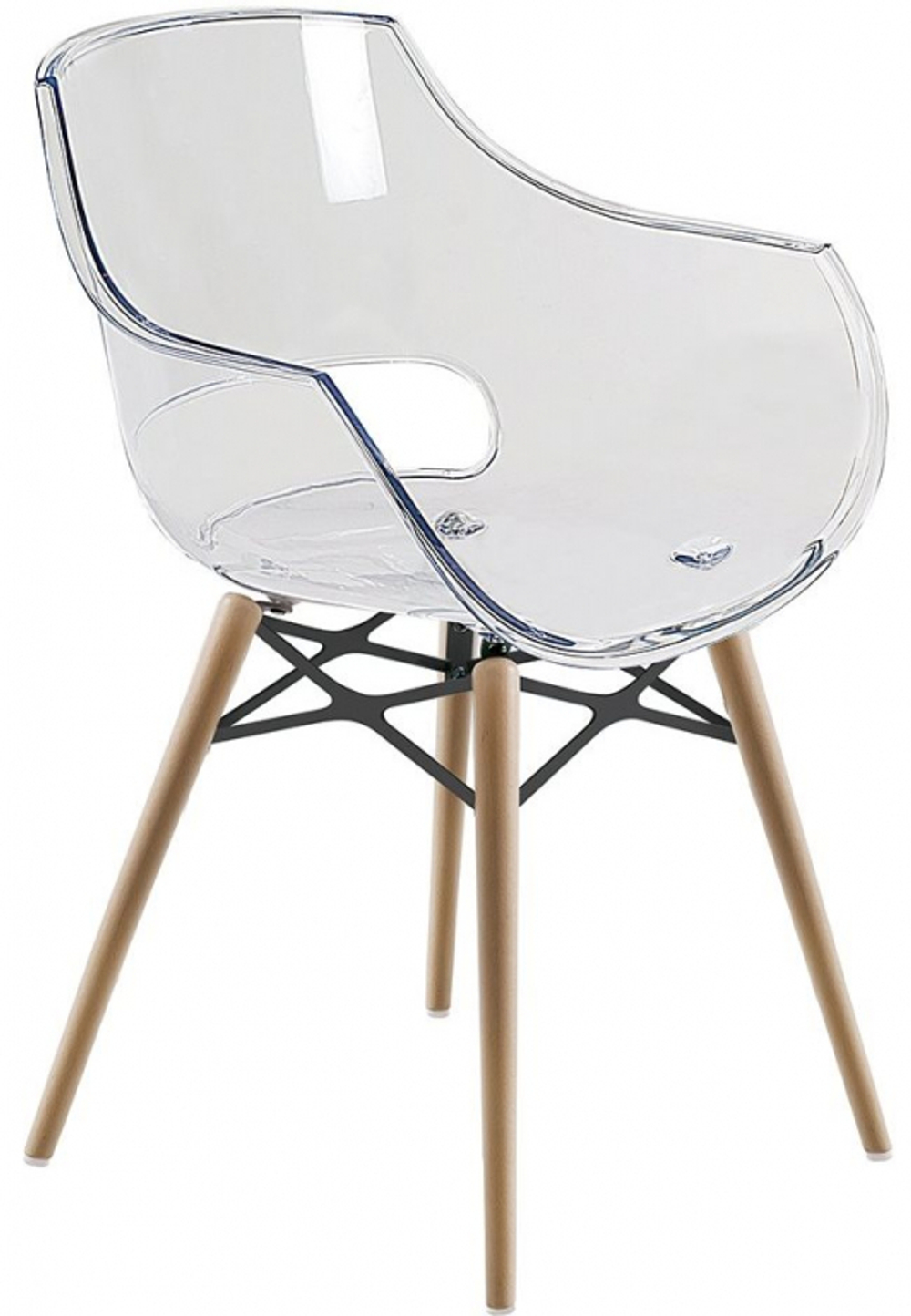 Кресло прозрачное Papatya Opal Wox Beech, натуральный, прозрачный