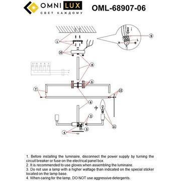 Люстра на штанге 6*E14 OML-68907-06 золото Niceto Omnilux
