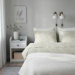 Комплект постельного белья IKEA SORGMANTEL (СОРГМАНТЕЛЬ), Двуспальный, Бело-зеленый, 240x220, 50x80 см