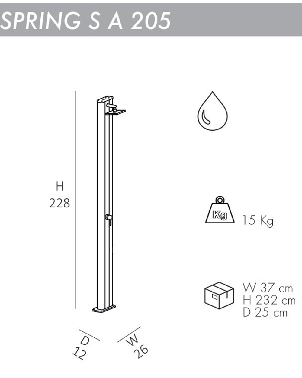 Душ уличный Arkema Spring S A 205, антрацит