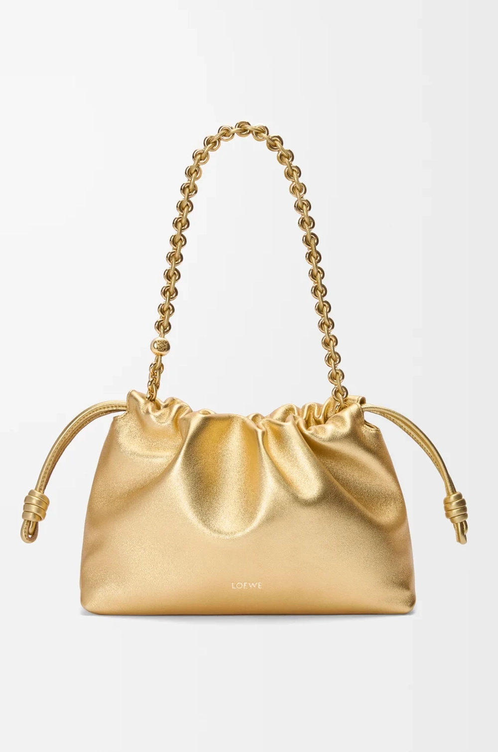 Loewe Средняя сумка-клатч Flamenco из ламинированной овечьей кожи, золотой