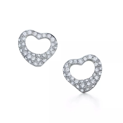Серьги из платины с бриллиантами, Tiffany 💎Open heart 11 mm
