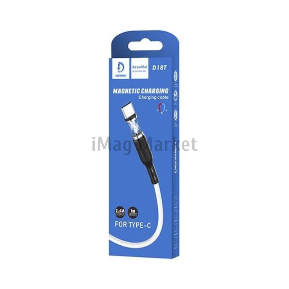 Зарядный кабель Denmen D18T, USB-A - Type-C, 2.4A, 12W, 1 м, белый