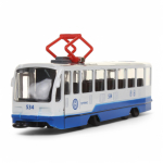 Модель ин. мет. "Трамвай" 18,5см, свет-звук, двери, бел, коробка TRAM71403-18SL-BUWH (Технопарк)