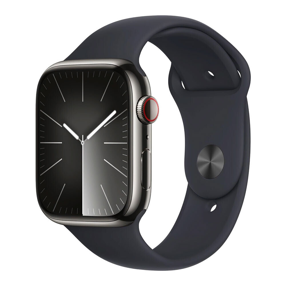 Apple Watch Series 9 41 мм Stainless Steel Graphite with Sport Band Midnight M/L