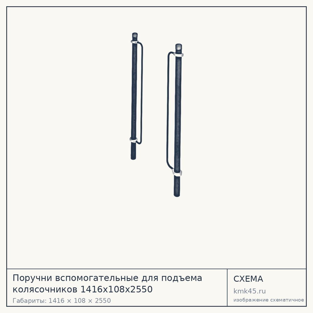 Поручни вспомогательные для подъема колясочников 1416х108х2550 — от 18 000 ₽