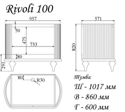 Тумба RIVOLI 100 арт.TS-RI910-C-W/WD Белый/Цоколь с ножками белый