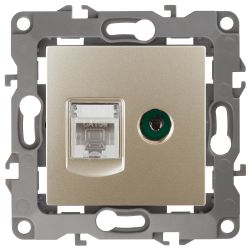 Розетка ЭРА Серия 12 12-3110-04 комбинированная RJ45+TV IP20 шампань | Эра 12