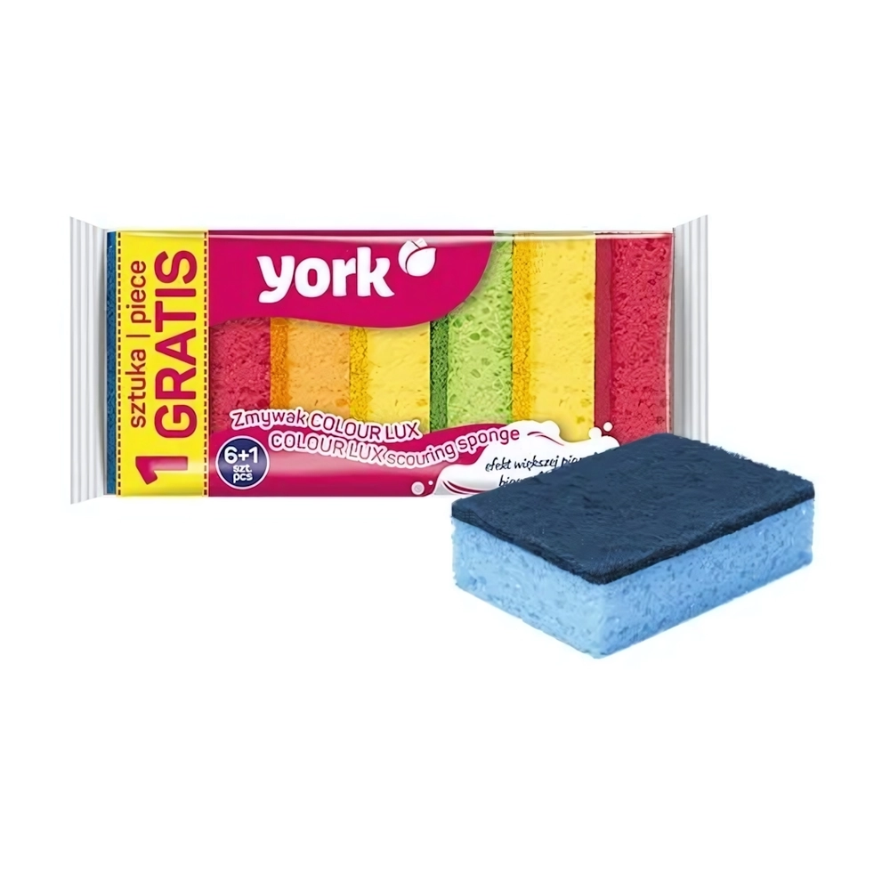 Губки для посуды Колор Люкс YORK 6+1шт.
