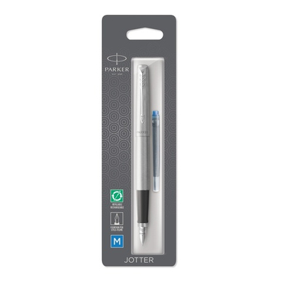 Перьевая ручка Parker Jotter Core F61 Stainless Steel CT, перо:M, цвет чернил:blue, блистер.