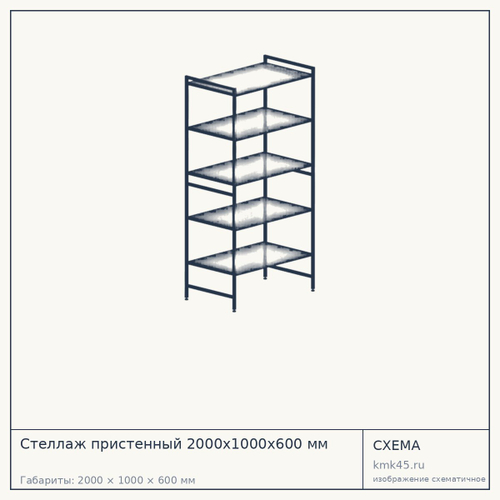 Стеллаж пристенный 2000х1000х600 мм — от 19 000 ₽