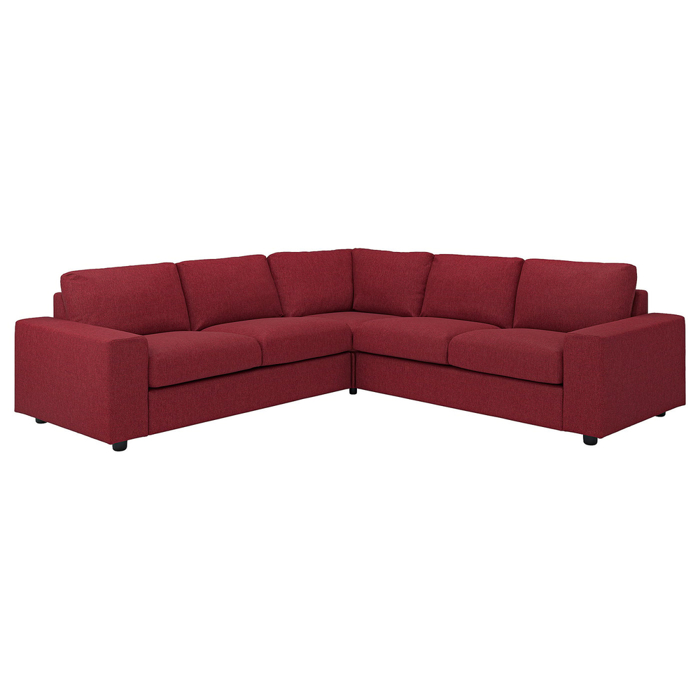 IKEA VIMLE  (ИКЕА ВИМЛЕ)  -  Чехол на угловой диван, 4-местный - с широкими подлокотниками/Lejde красно-коричневый